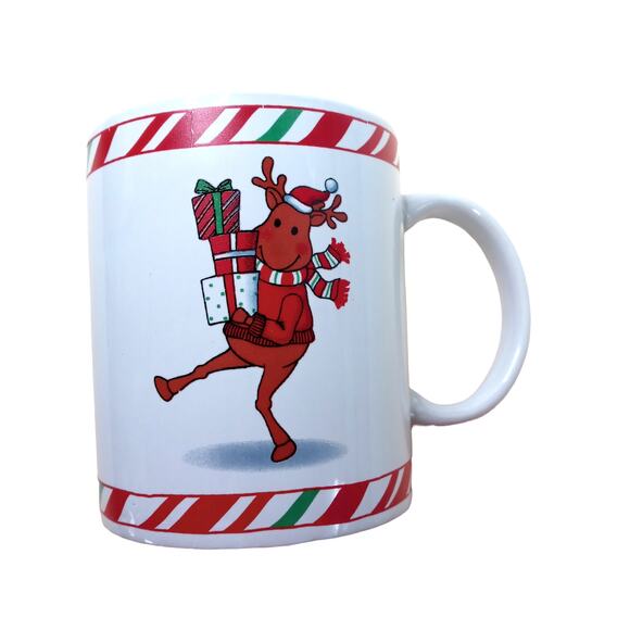🦌 🎄Cute Reindeer Mug Christmas Coffee Cup Candy Cane Holiday Ceramic Cozy 🎁 - Picture 14 of 15